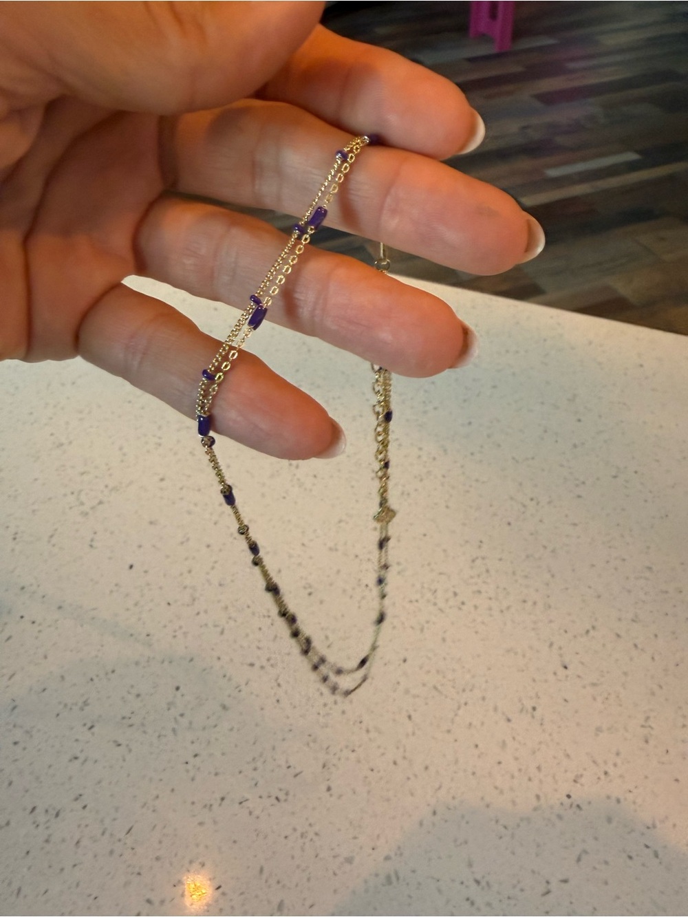 NEVER BEEN WORN Kendra Scott Gold Double Strand necklace with Purple beads